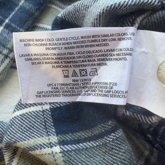 GAP RELAXED FIT AMELIA PLAID‎ BUTTON UP FLANNEL IN SEA SPRAY NWT WOMEN'S SIZE XS - Picture 14 of 14